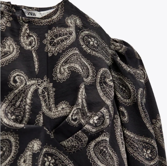 ZARA printed paisley long sleeves top size Medium  NEW - Picture 9 of 15